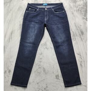 dkin Jeans Womens 18W Blue Dark Wash Mid Rise Skinny Leg Stretch Denim Casual